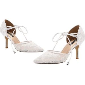 COPY - Ivory Lace Mesh Satin Bridal Shoes